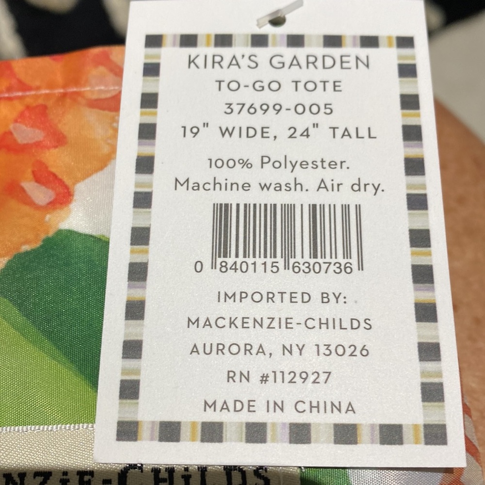 Mackenzie-Childs   NWT   Kira’s Garden TOTE-TO-GO - Picture 6 of 6